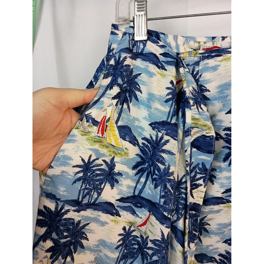 vintage boho vacation travel Hawaiian Boat wrap‎ tie maxi 10P artsy beach skirt